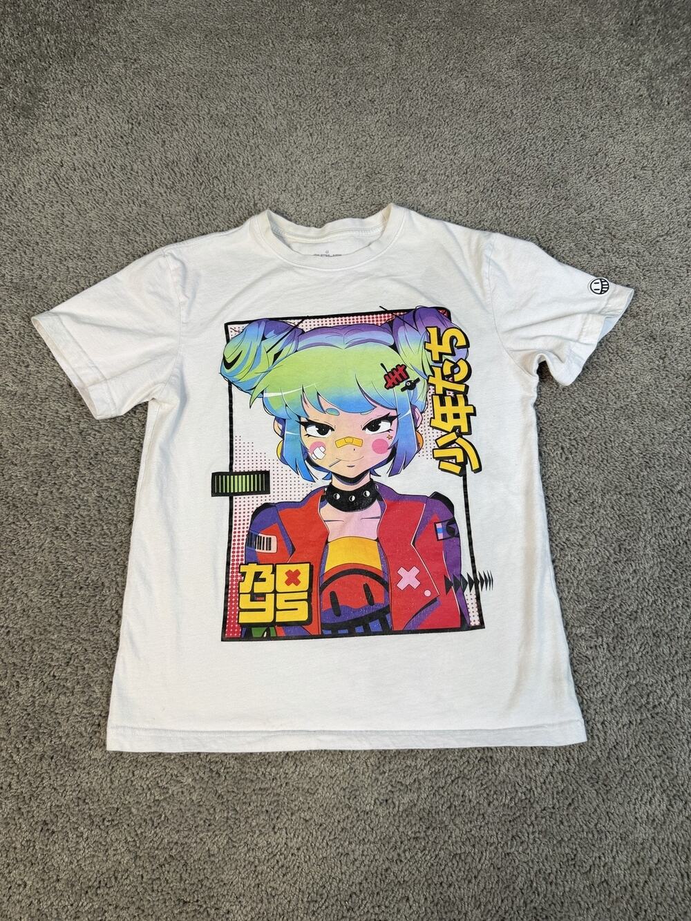 The Boys Shirt Mens S White Anime Graphic Crew Neck Cotton Tagless Short Sleeve